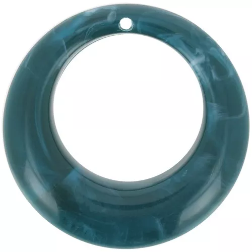 Colgante redondo curvo hueco de acrílico de 42 mm - mármol azul petróleo x1