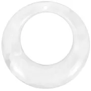 Colgante de acrílico redondo curvado y hueco de 42 mm - Transparente jaspeado - Blanco x1