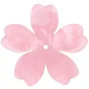 Colgante Flor de Acetato 25 mm - Carey - Rosa Nacarado x1
