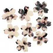 Colgante Flor Acetato 25 mm - Carey Beige - Negro x1