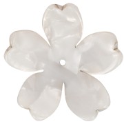 Colgante Flor de Acetato 25 mm - Carey - Blanco Nacarado x1