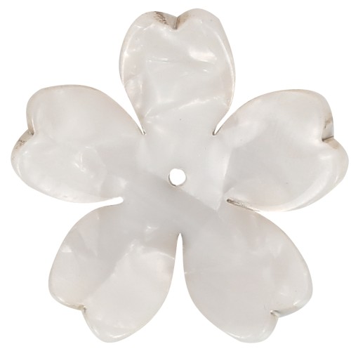 Colgante Flor de Acetato 25 mm - Carey - Blanco Nacarado x1