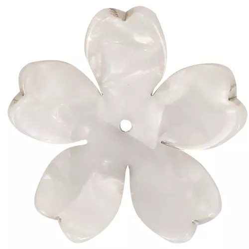Colgante Flor de Acetato 25 mm - Carey - Blanco Nacarado x1