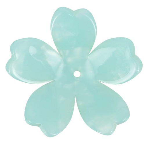 Colgante Flor Acetato 25 mm - Carey - Perla Menta x1