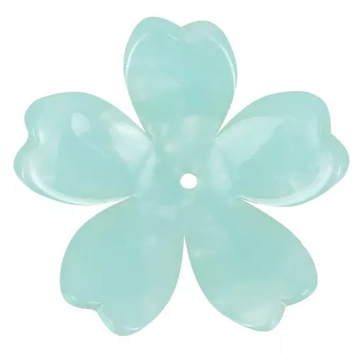 Colgante Flor Acetato 25 mm - Carey - Perla Menta x1