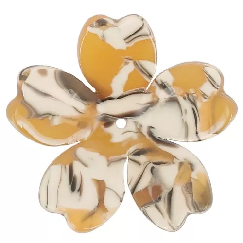 Colgante Flor Acetato 25 mm - Carey - Ocre x1