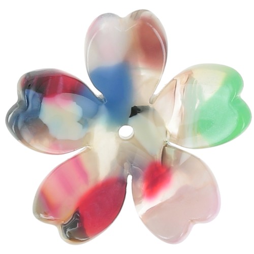 Colgante Flor de Acetato 25 mm - Carey - Beige - Multicolor x1