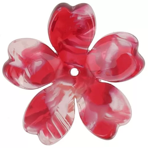 Colgante flor acetato transparente 25 mm - Carey - Rojo x1