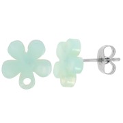 Pendientes flor acetato 11 mm - carey - perla menta x2|raw }}