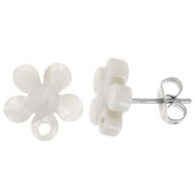 Pendientes flor de acetato de 11 mm - carey - blanco nacarado x2
