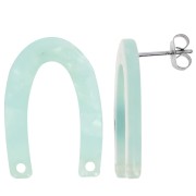 Pendientes en forma de U 26x17 mm - carey - perla menta x2