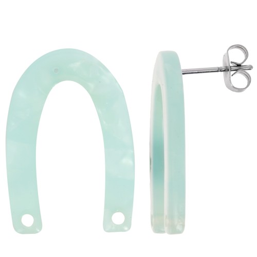 Pendientes en forma de U 26x17 mm - carey - perla menta x2