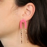 Pendientes en forma de U 26x17 mm - carey - perla menta x2