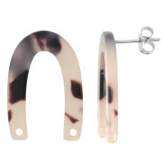 Pendientes en forma de U 26x17 mm - Carey - Beige - Negro x2