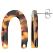Pendientes - Clous d'oreilles forme U 26x17 mm - Ecaille de tortue - Marron - Noir x2 Clous d'oreilles forme U 26x17 mm - Ecaille de tortue - Marron - Noir x2