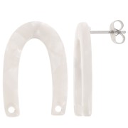 Pendientes en forma de U 26x17 mm - Carey - Blanco nacarado x2