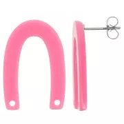 Pendientes en forma de U 26x17 mm - carey - rosa caramelo x2