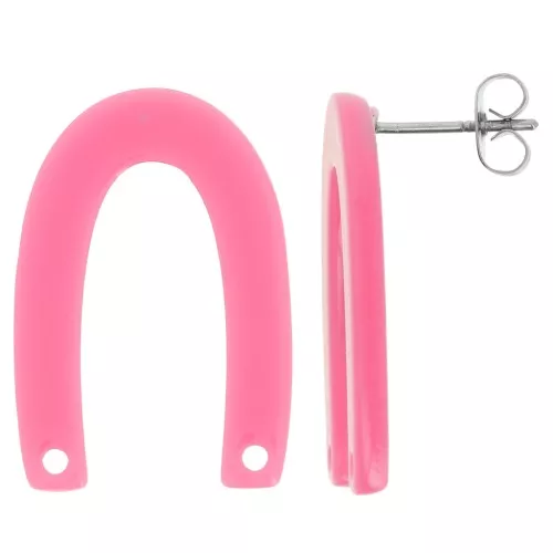 Pendientes en forma de U 26x17 mm - carey - rosa caramelo x2