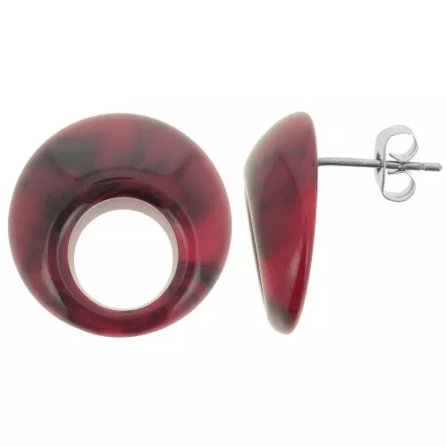 Pendientes redondos huecos de acrílico 20 mm - Red Marble x2