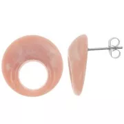 Pendientes redondos de acrílico hueco 20 mm - Rosa viejo jaspeado x2