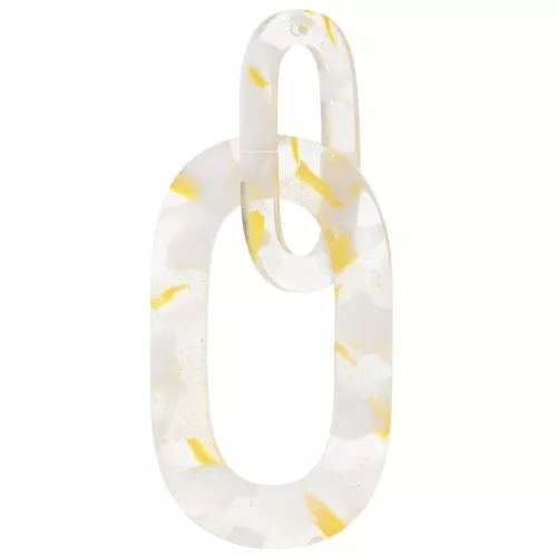 Colgante eslabón XXL de acetato 64x26 mm Carey Transparente - Dorado x1