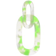 Colgante de eslabones de acetato XXL 64x26mm Carey Transparente - Verde fluorescente|raw }}