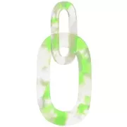 Colgante de eslabones de acetato XXL 64x26mm Carey Transparente - Verde fluorescente