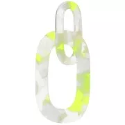 Colgante XXL eslabón acetato 64x26 mm Carey Transparente - Amarillo fluorescente