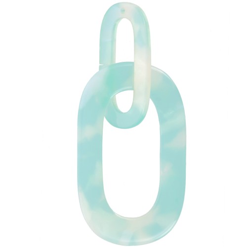 Colgante eslabón XXL acetato 64x26 mm - Carey - Menta - Blanco nacarado