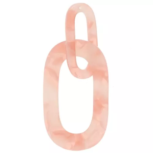 Colgante XXL de eslabones de acetato 64x26 mm Carey - Salmón - Blanco nacarado