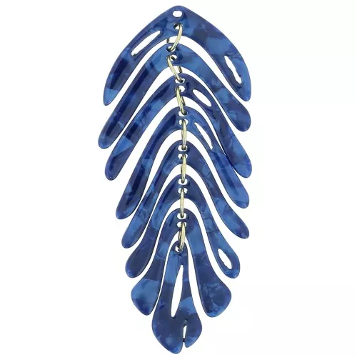 Colgante hoja 71x28 mm - Carey - Perla azul noche x1