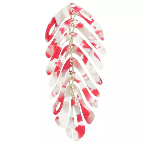 Colgante Hoja 71x28 mm - Carey - Rojo x1