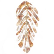 Colgante hoja 71x28 mm - Carey - Multi marrón - Gris nacarado x1