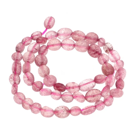 6 - 7 mm cuentas de piedras preciosas irregulares - Strawberry Quartz x39cm