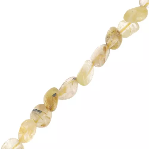 4 - 6 mm cuentas de piedras preciosas irregulares - Cuarzo Amarillo Rutilo x39cm