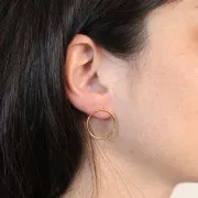 Pendientes de aro hueco 20 mm - Dorado x2
