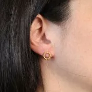 Pendientes, círculo hueco 10 mm, efecto trenzado - Dorado con oro fino x2