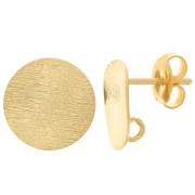 Pendientes redondos irregulares 12 mm efecto estriado - Dorado con oro fino x2