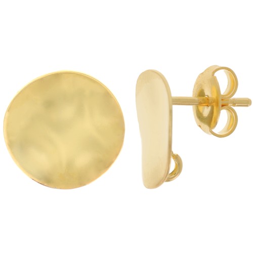 Pendientes redondos irregulares de 12 mm con corchete - Dorado x2