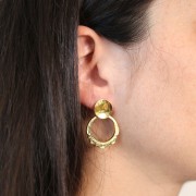 Pendientes redondos irregulares de 12 mm con corchete - Dorado x2