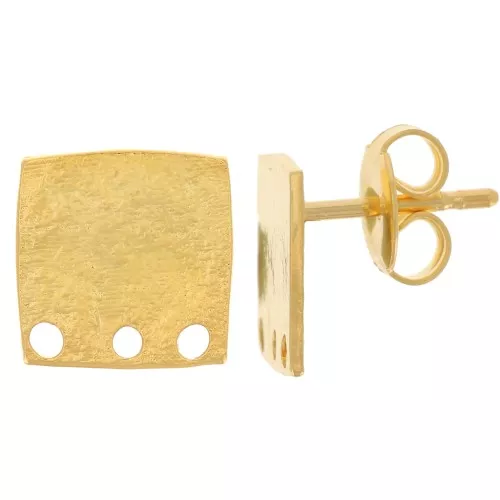 Pendientes cuadrados irregulares de 10 mm con 3 agujeros - Dorado x2
