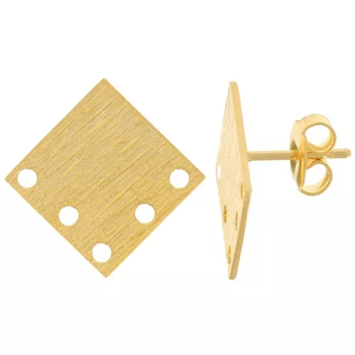 Pendientes de diamantes de 18 mm con 5 agujeros - Dorado con oro fino x2