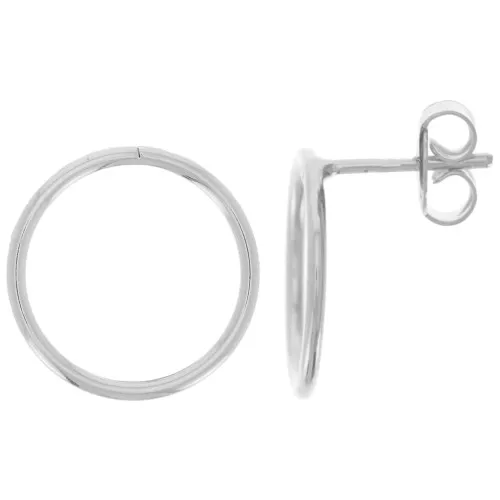 Pendientes de aro hueco 15 mm - Plateado fino x2