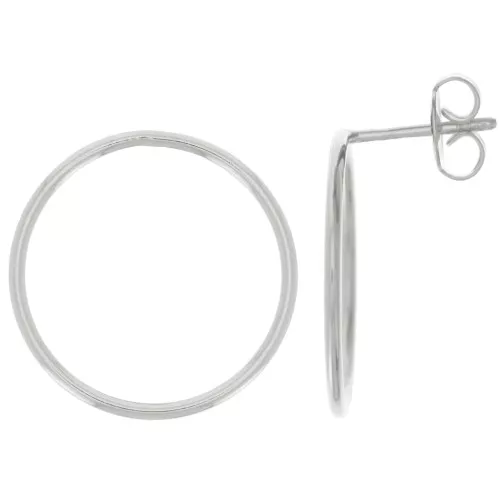 Pendientes de aro hueco 20 mm - Plateado fino x2