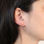 Pendientes de aro hueco 20 mm - Plateado fino x2