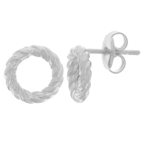 Tachuelas circulares huecas de 10 mm con efecto retorcido - Chapado fino en plata x2