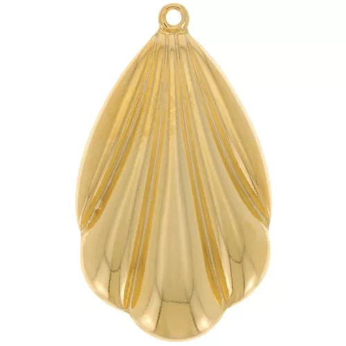 Colgante de concha redonda 33x19 mm - Dorado con oro fino x1