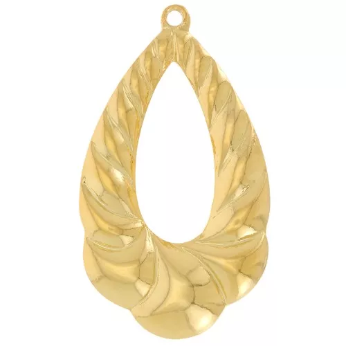 Colgante gota hueca redondeada 33x19 mm con efecto trenzado - Dorado con oro fino x1