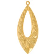 Colgante gota hueca abovedada 40x16,5 mm con efecto trenzado - Dorado con oro fino x1