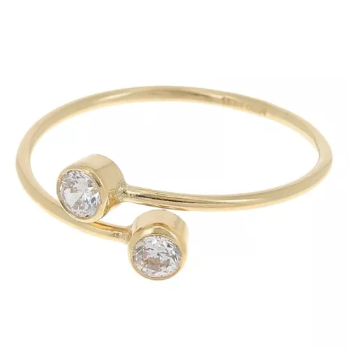 Anillo doble ajustable de óxido de circonio T50 a T52 - Gold Filled